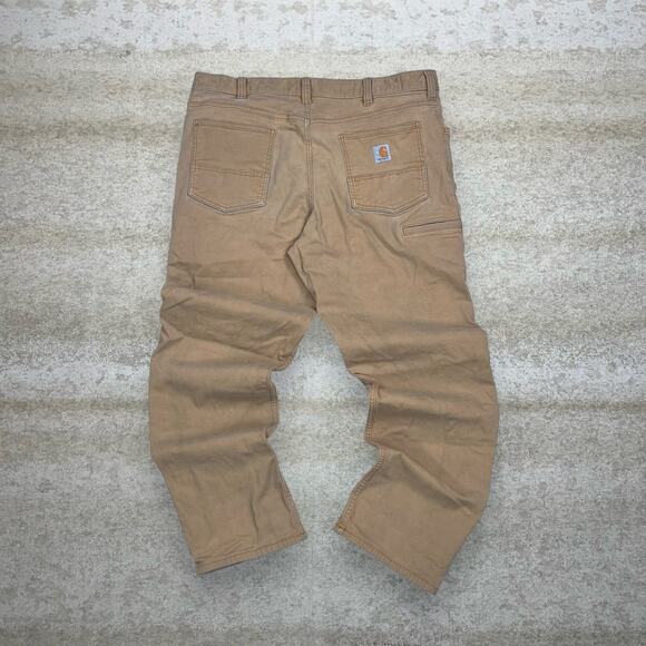 Vintage Carhartt Carpenter Pants Camel Tan Canvas Baggy Fit Dungarees Work 90s - Picture 1 of 4
